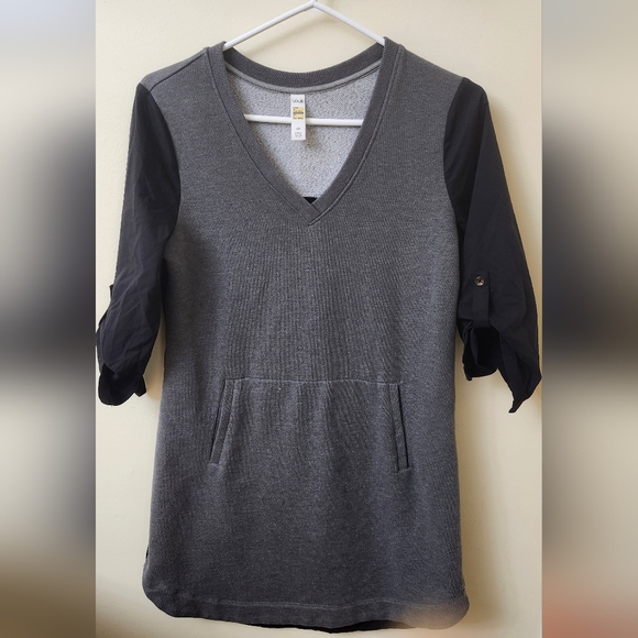 Lole Womens sz Small gray v-neck tab sleeve tunic dress - Picture 1 of 8
